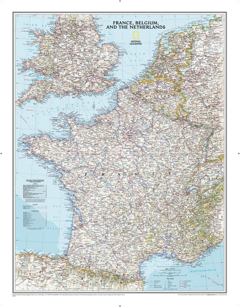France, Belgium, and The Netherlands Reference Wall Map - Classic - Paper (23.5 x 30.25 Inch)