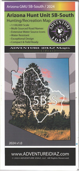 Arizona Hunt Unit 05BS Hunting/Recreation Map - Wide World Maps & MORE!