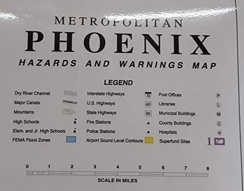 Metropolitan Phoenix Hazards and Warnings Gloss Laminated Wall Map - Wide World Maps & MORE! - Map - Wide World Maps & MORE! - Wide World Maps & MORE!