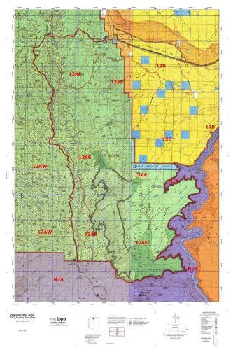 Arizona 12AE Hunt Area / Game Management Unit (GMU) Map - Wide World Maps & MORE! - Map - MyTopo - Wide World Maps & MORE!