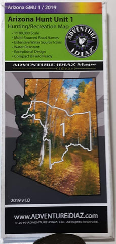 Arizona Hunt Unit 1 Map - Wide World Maps & MORE! - Map - Adventure iDiaz Maps - Wide World Maps & MORE!