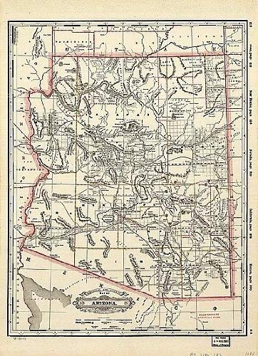 1887 Railroad & County Map of Arizona Jumbo-Size Dry Erase Ready-to-Hang - Wide World Maps & MORE!