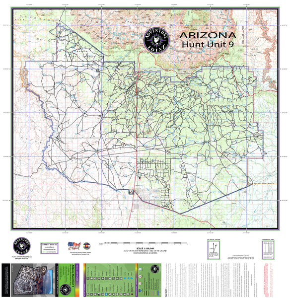 Arizona Hunt Unit 09 Hunting / Recreation Map - Wide World Maps & MORE!