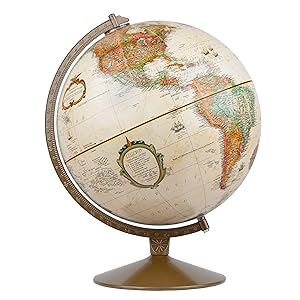 Franklin World Globe, Antique Ocean, 12-Inch Diameter, Over 4,000 Place Names - Wide World Maps & MORE!