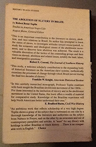 The Abolition of Slavery in Brazil [Unknown Binding] Robert Brent Toplin - Wide World Maps & MORE!