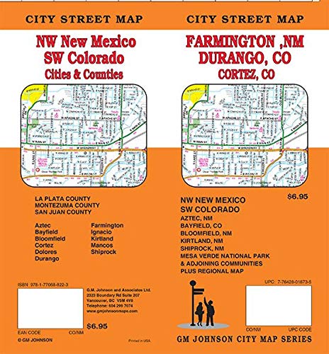 Farmington NM / Durango & Cortez CO / Aztez & Bloomfield NM, New Mexico/Colorado Street Map - Wide World Maps & MORE!