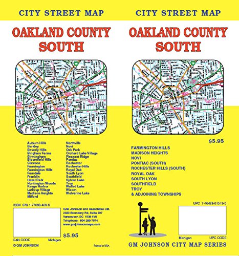 Oakland County South, MI Street Map GM Johnson - Wide World Maps & MORE!