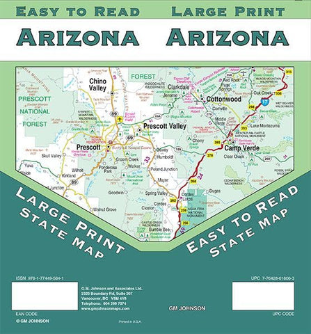 Arizona Large Print, Arizona State Map [Map] GM Johnson - Wide World Maps & MORE!