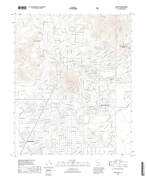 Cave Creek, Arizona 2018 (US Topo 7.5'×7.5' Topographic Quadrangle) [Map] United States Geological Survey - Wide World Maps & MORE!