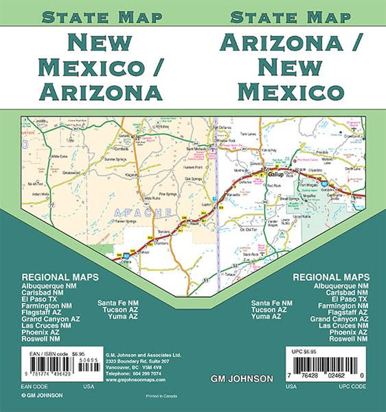 Arizona New Mexico State Map [Map] GM Johnson - Wide World Maps & MORE!