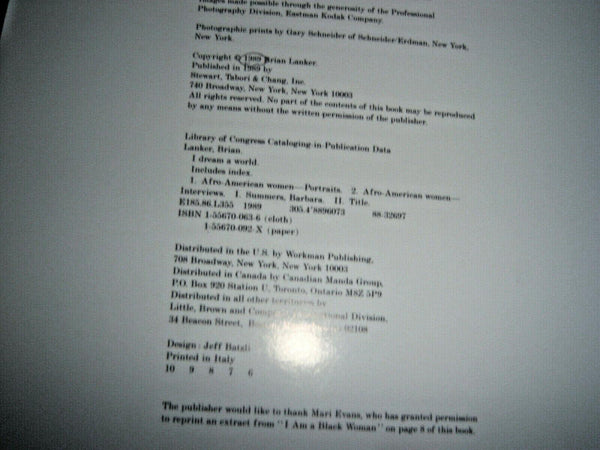 I Dream a World: Portraits of Black Women Who Changed America Barbara Summers; Brian Lanker and Maya Angelou - Wide World Maps & MORE!