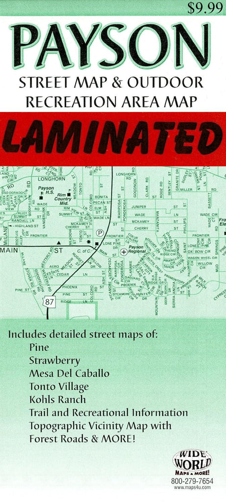 Gloss Laminated Payson Street Map & Outdoor Recreation Area Map [Map] Phoenix Mapping Service - Wide World Maps & MORE!