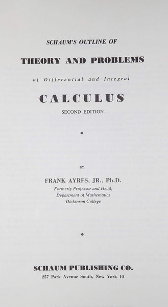 Theory & Problems in Differential & Integral Calculus, 2nd Edition; [Paperback] Frank Ayres - Wide World Maps & MORE!
