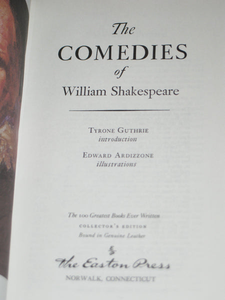 The Comedies of William Shakespeare [Leather Bound] William Shakespeare; Peter Alexander; Tyrone Guthrie and Edward Ardizzone - Wide World Maps & MORE!