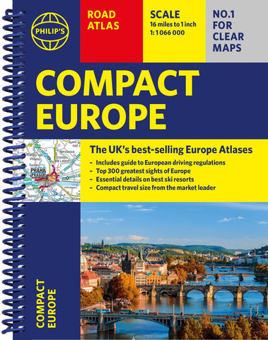 Philip's Compact Atlas Europe: A5 Spiral binding (Philip's Road Atlases) [Spiral-bound] Philip's Maps - Wide World Maps & MORE!