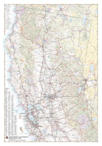 Benchmark Maps: Northern California Recreation Wall Map - 26 x 37 inches - Front Lamination - Wide World Maps & MORE!