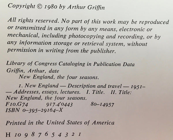 Arthur Griffin's New England, the Four Seasons Griffin, Arthur - Wide World Maps & MORE!