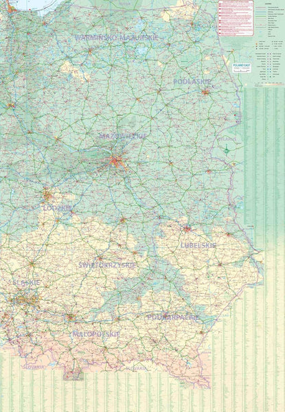 Warsaw 1:9K & Poland East 1:650K International Travel Map