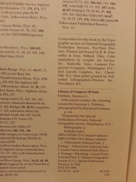 Yellowstone Country: The Enduring Wonder Seymour L. Fishbein and Raymond Gehman - Wide World Maps & MORE!