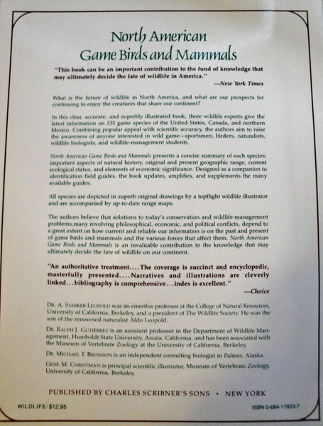 North American Game Birds & Mammals [Paperback] A. Starker and Michael T. Bronson. Leopold - Wide World Maps & MORE!