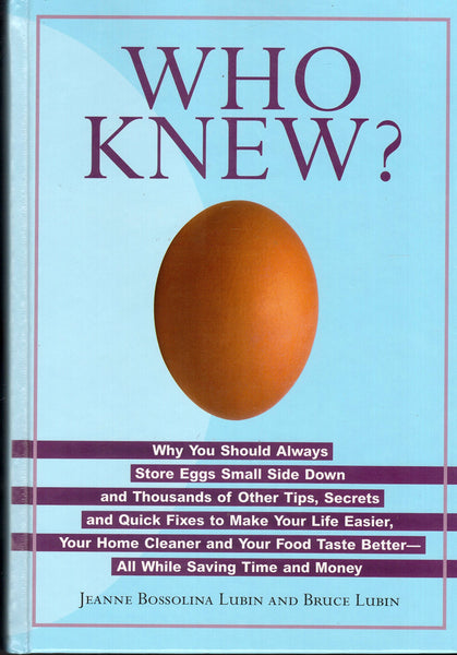 Who Knew? : Why You Should Always Store Eggs Small Side Down and Thousands of Other Tips [Hardcover] Lubin, Jeanne Bossolina; Lubin, Bruce - Wide World Maps & MORE!
