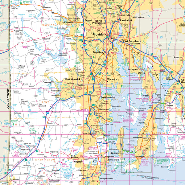 Easy To Read! Connecticut & Rhode Island State Map - Wide World Maps & MORE!