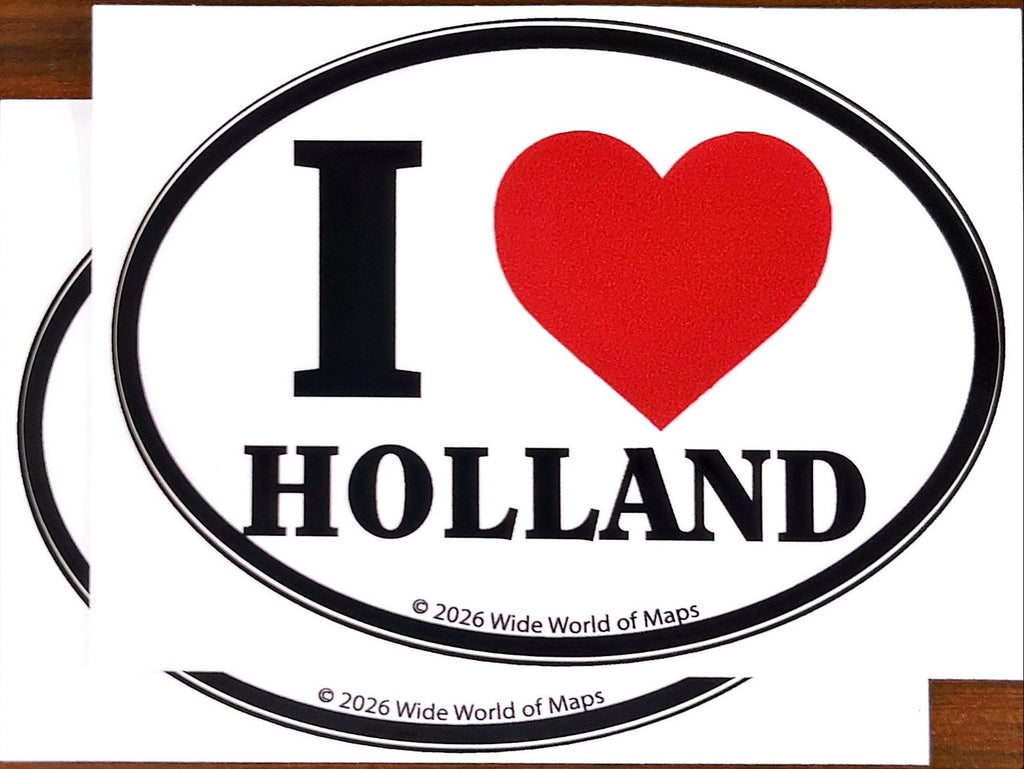 (2 pack) Vinyl Oval Stickers - I love Holland [Stick It]