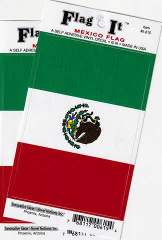 Mexico Flag Self Adhesive Vinyl Decals: Two-Pack - Wide World Maps & MORE!
