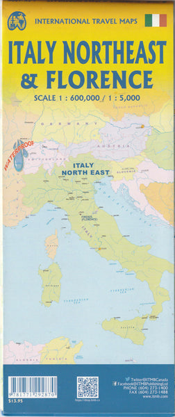 Florence & Italy Northeast Travel Reference Map Waterproof 1:5K / 1:600K - Wide World Maps & MORE!