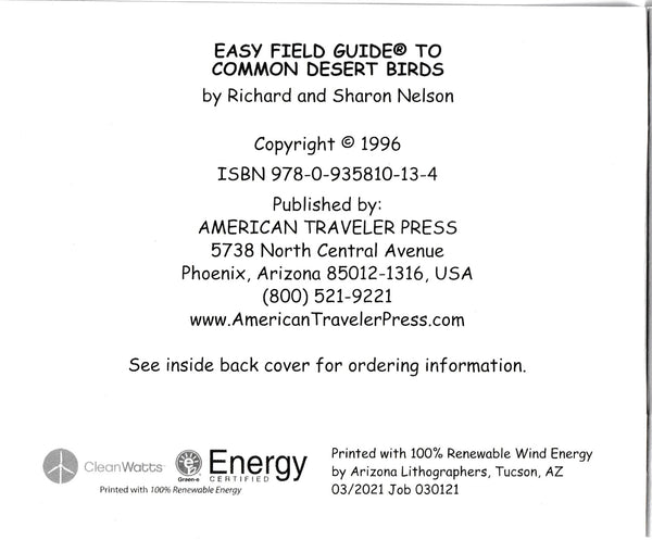 2021 Easy Field Guide Common Desert Birds - Wide World Maps & MORE!