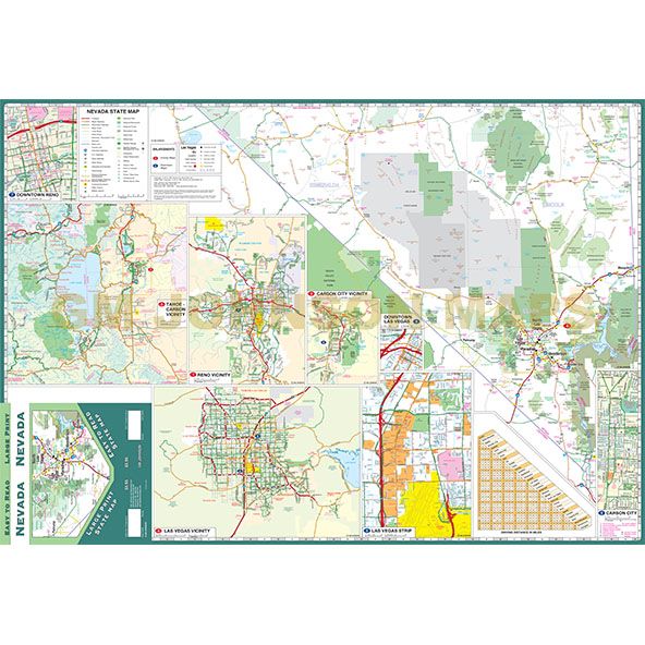 Large Print Nevada Easy to Read State Map - Wide World Maps & MORE!