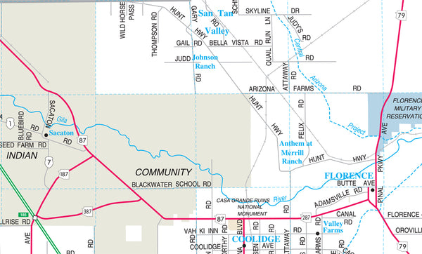 Southeast Valley and Central Pinal County Desk Map Gloss Laminated - Wide World Maps & MORE!