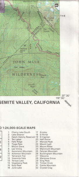 California: Yosemite Valley : 1:100,000 scale topographic map : 30 X 60 minute series (topographic) (Surface management status) United States - Wide World Maps & MORE!