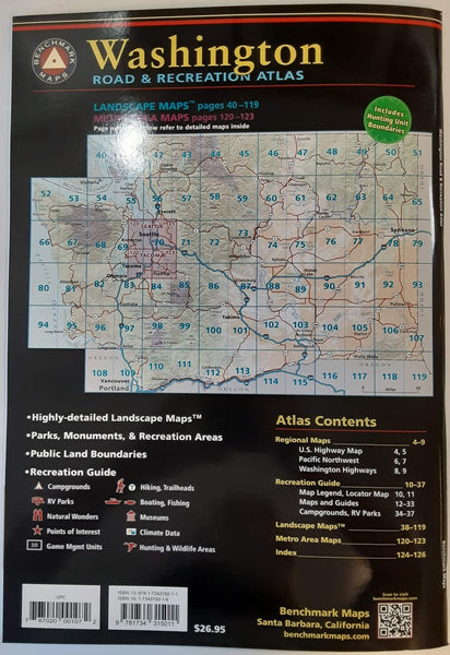 Washington Road and Recreation Atlas - Wide World Maps & MORE! - Map - Benchmark Maps - Wide World Maps & MORE!