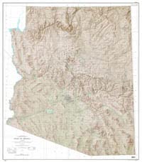 State of Arizona Base Map and Contours Shaded Relief (Dry-Erase Ready-to-Hang) [Map] United States Geological Survey - Wide World Maps & MORE!