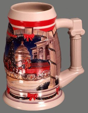 Anheuser-Busch Budweiser Holiday Stein Series - 2001 Holiday at The Capitol - Clydesdales Pulling The Holiday Beer Wagon - Wide World Maps & MORE! - Kitchen - Unknown - Wide World Maps & MORE!
