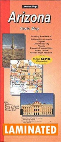 Arizona State Map Gloss Laminated - Wide World Maps & MORE!