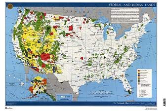 Federal and Indian Lands Gloss Laminated - Wide World Maps & MORE! - Map - United Stated Department of the Interior - Wide World Maps & MORE!