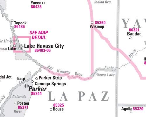 Arizona 5-Digit ZIP Code Map Full-Size Gloss Laminated Wall Map - Wide World Maps & MORE! - Map - Wide World Maps & MORE! - Wide World Maps & MORE!