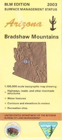 Bradshaw Mountains, Arizona 1:100,000 Scale Topo Map Surface Management BLM 60×30 Minute Quad - Wide World Maps & MORE! - Map - Bureau of Land Management - Wide World Maps & MORE!