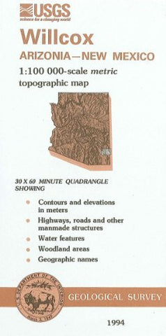 Willcox, Arizona--New Mexico : 1:100 000-scale metric topographic map : 30 x 60 minute series (topographic) (SuDoc I 19.110:32109-A 1-TM-100/994) - Wide World Maps & MORE!