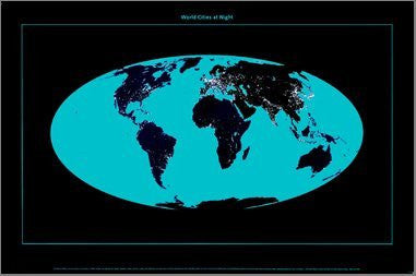 World, Cities at Night, - Wide World Maps & MORE! - Office Product - Raven Press - Wide World Maps & MORE!