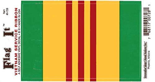 Flag It Vietnam Service Ribbon: A Self-Adhesive Vinyl Decal (6-Pack) - Wide World Maps & MORE! - Automotive Parts and Accessories - Flag It - Wide World Maps & MORE!