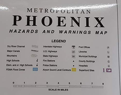 Metropolitan Phoenix Hazards and Warnings Gloss Laminated Wall Map - Wide World Maps & MORE! - Map - Wide World Maps & MORE! - Wide World Maps & MORE!