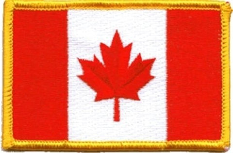Canada Flag Iron-On Patch [3.5×2in. - Red/White] 1-Pack - Wide World Maps & MORE! - Art and Craft Supply - Flag It - Wide World Maps & MORE!