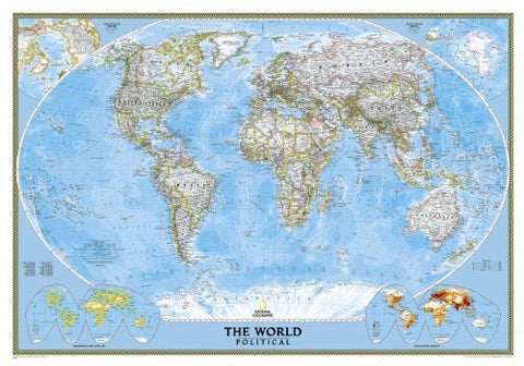World Classic, Laminated & Ready-to-Hang Wall Map (Reference - Political World By National Geographic Maps) - Wide World Maps & MORE!