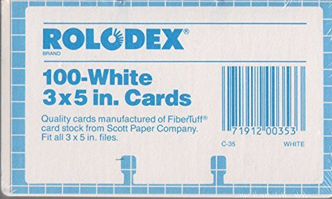 Authentic and original Rolodex 100 White 3x5 inch Cards. Authentic Rolodex 3 x 5 cards. C-35. - Wide World Maps & MORE! - Office Product - Rolodex - Wide World Maps & MORE!