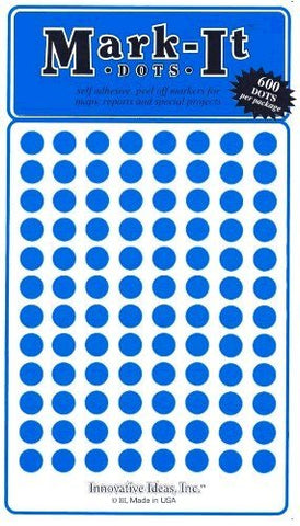 Medium 1/4" Removable Mark-It Brand Dots for Maps, Reports, or Projects - Blue - Wide World Maps & MORE! - Office Product - Innovative Ideas - Wide World Maps & MORE!