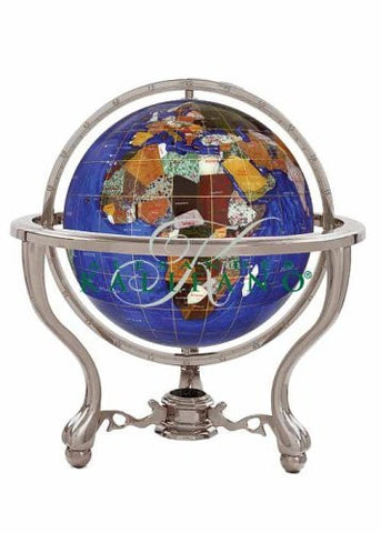 Alexander Kalifano Gemstone Globe with Silver Commander 3-Leg Table Stand - Wide World Maps & MORE! - Home - Alexander Kalifano - Wide World Maps & MORE!
