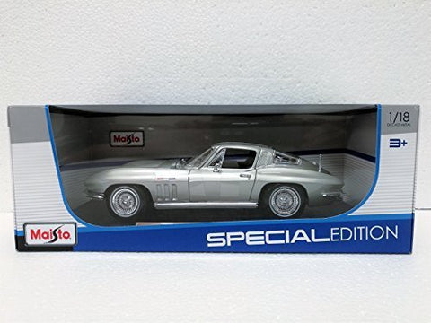 Maisto Silver 1965 Chevrolet Corvette - 1:18 Diecast Model Car Black Special Edition - Wide World Maps & MORE! - Toy - Maisto - Wide World Maps & MORE!